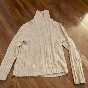 Yellow Patterned Turtleneck Sweater